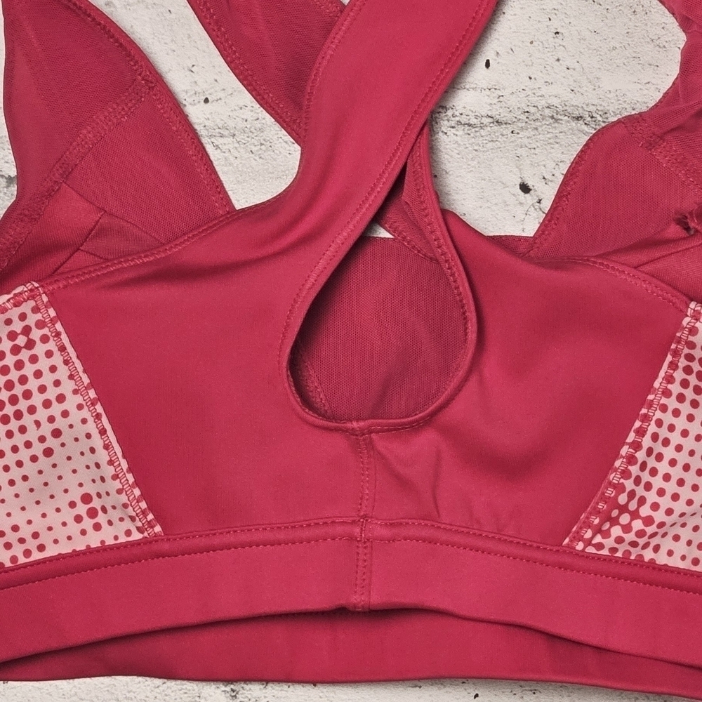 Adidas Pink Crossback Sports Bra Mesh Print Medium Activewear - Picture 6 of 8